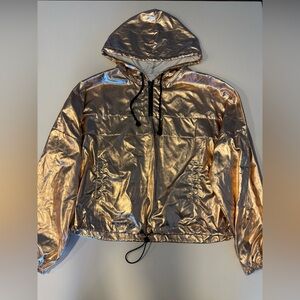 Metallic Gold Quarter Zip Windbreaker